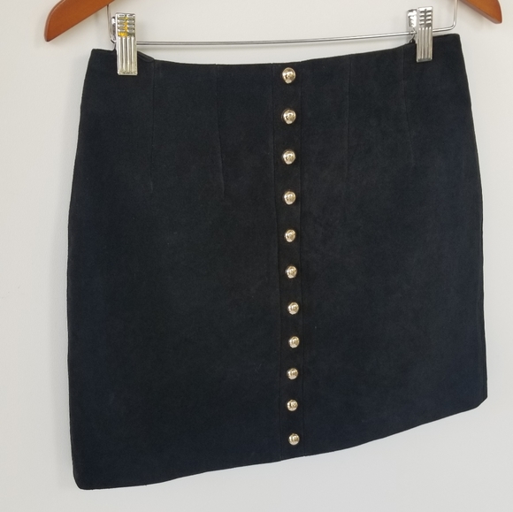 X by NBD Black Leather Suede Skirt - Picture 3 of 8
